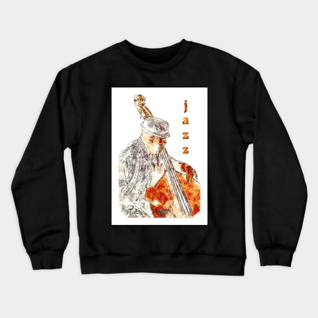 Jazz Bassist Crewneck Sweatshirt by cinema4design